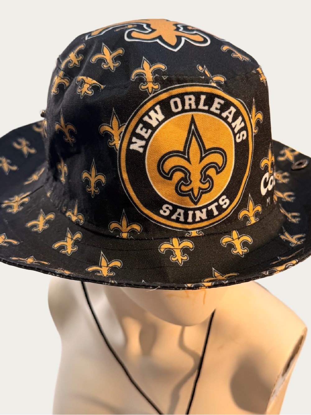 New Orleans Saints Cozumel Black & Gold All-Over Logo Bucket Hat With Buttons